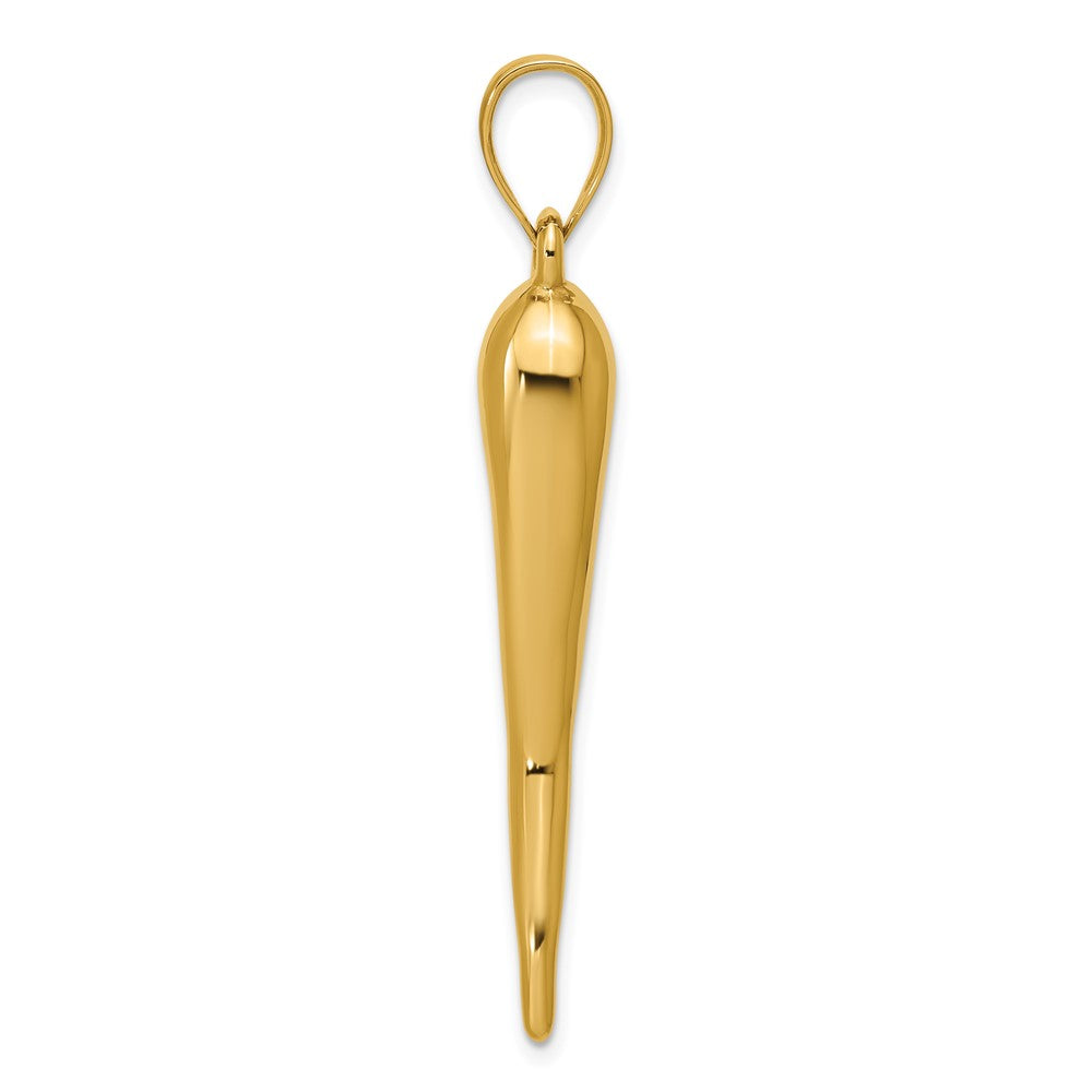 10K 40mm Hollow Italian Horn Pendant with Bigger Bail