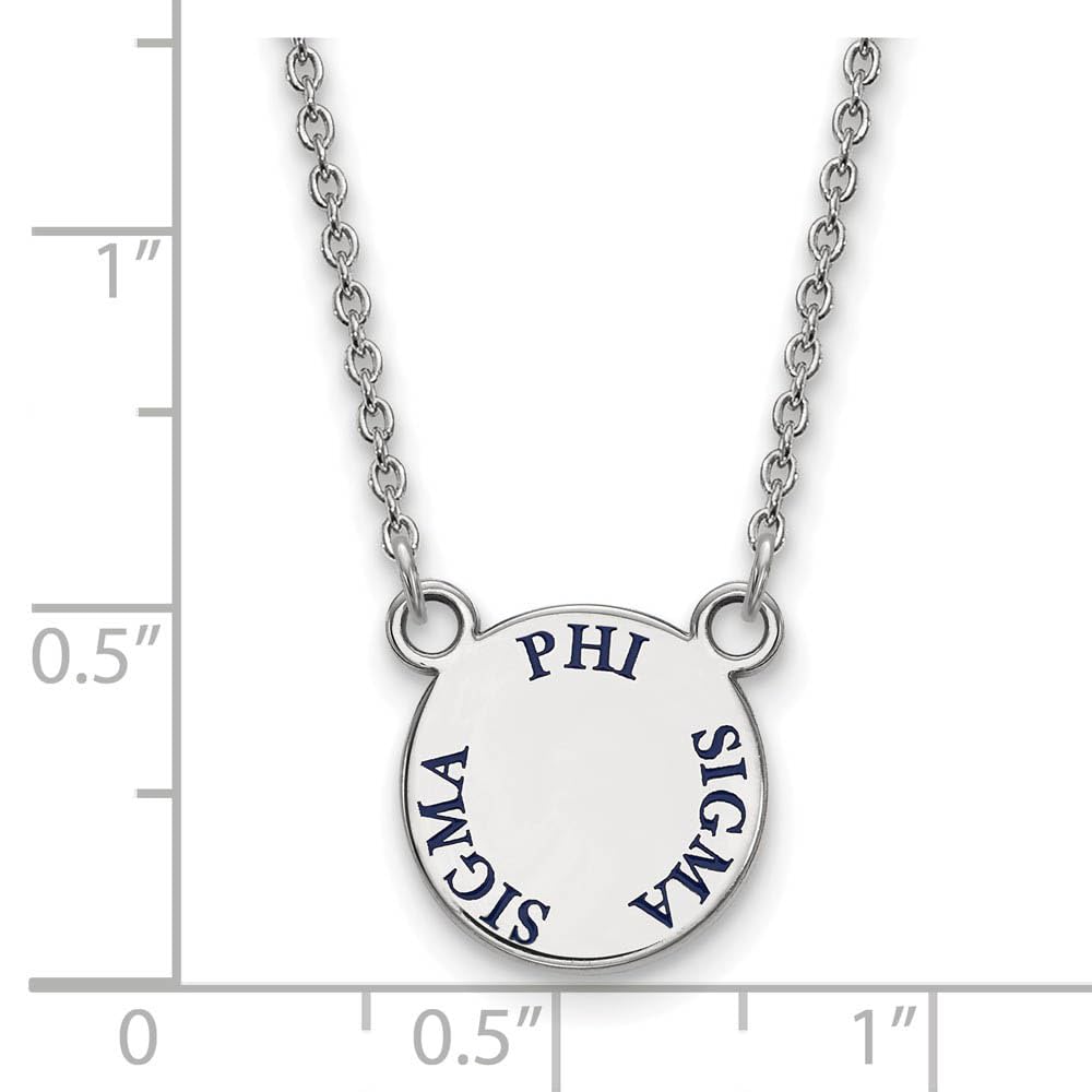 Sterling Silver 18in Official Licensed Greek Sororities Phi Sigma Sigma (???) XS Enamel Pendant w/Necklace