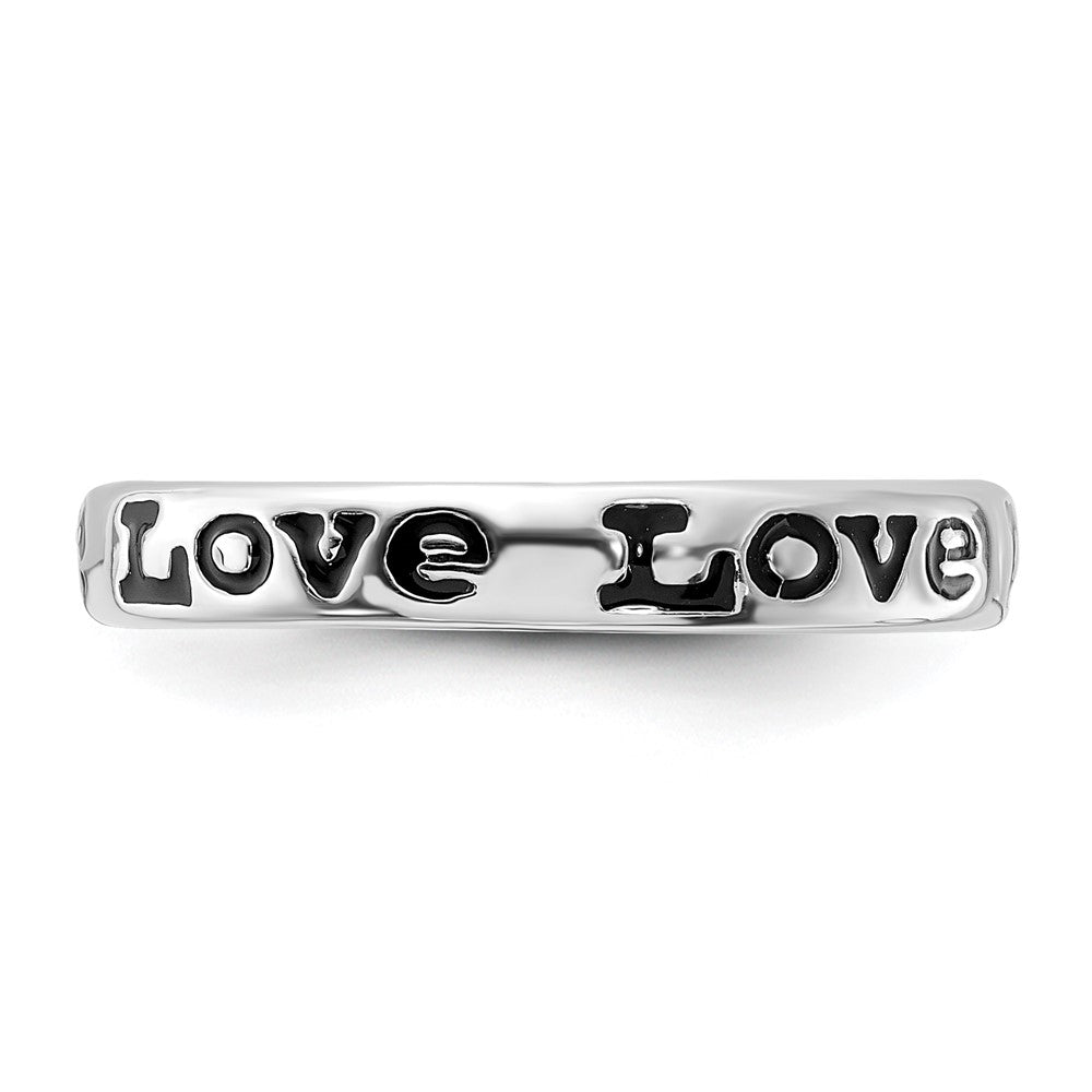 Sterling Silver Stackable Expressions Polished Enameled Love Ring Size -6