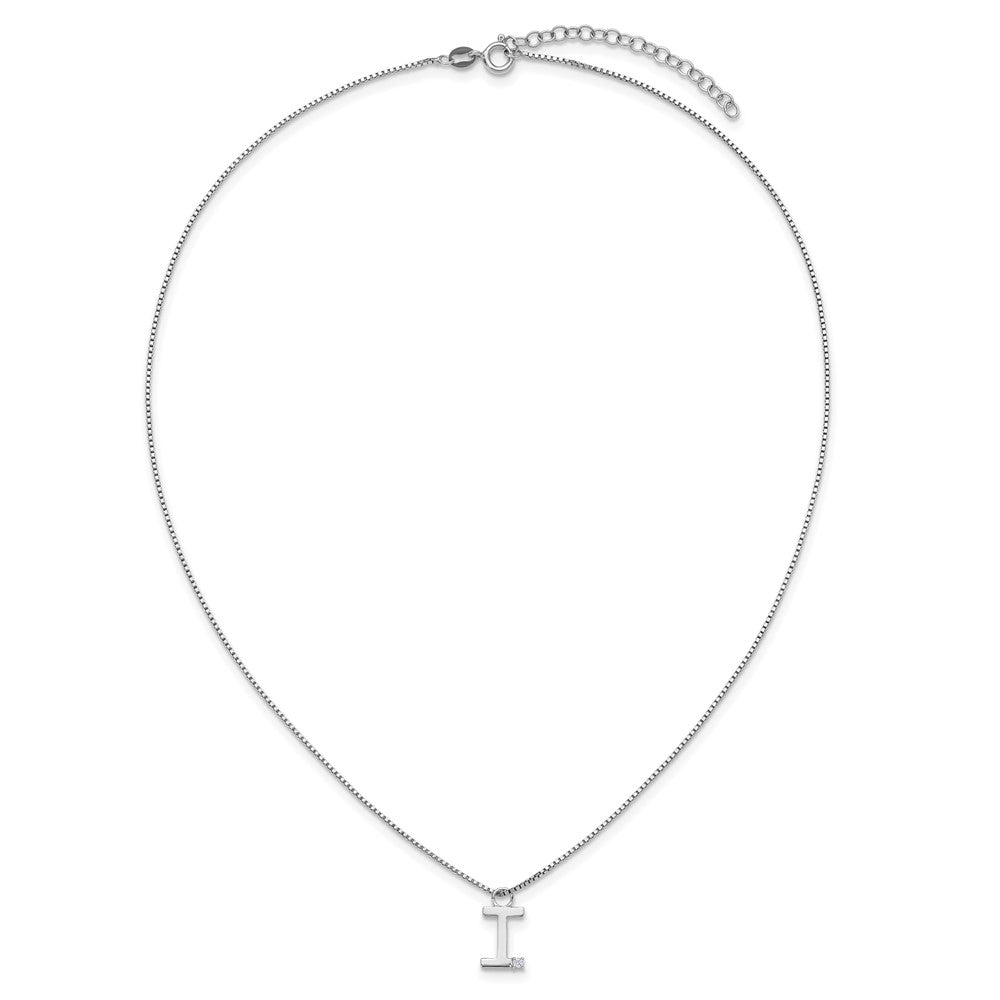 White Ice Sterling Silver Rhodium-plated 18 inch Diamond Letter I Initial Necklace plus 2 inch Extender 18 Inches