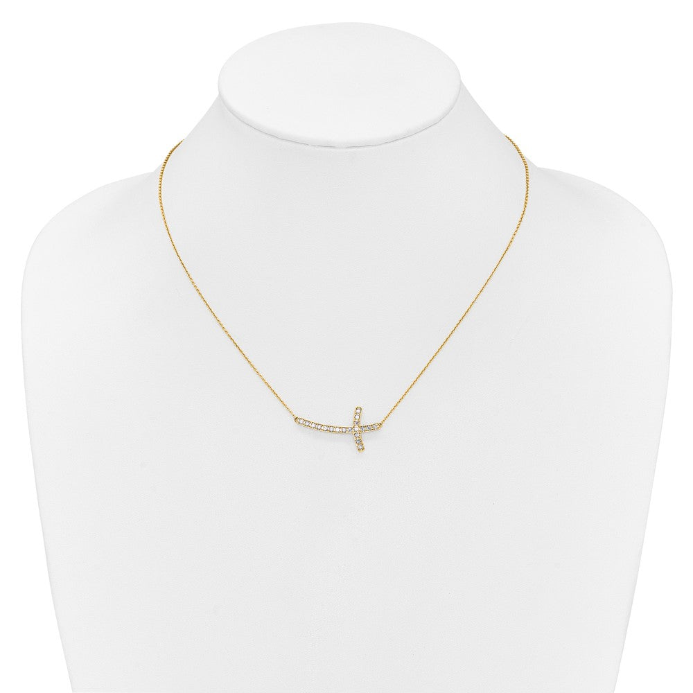 14k Diamond Sideways Cross 18in Necklace