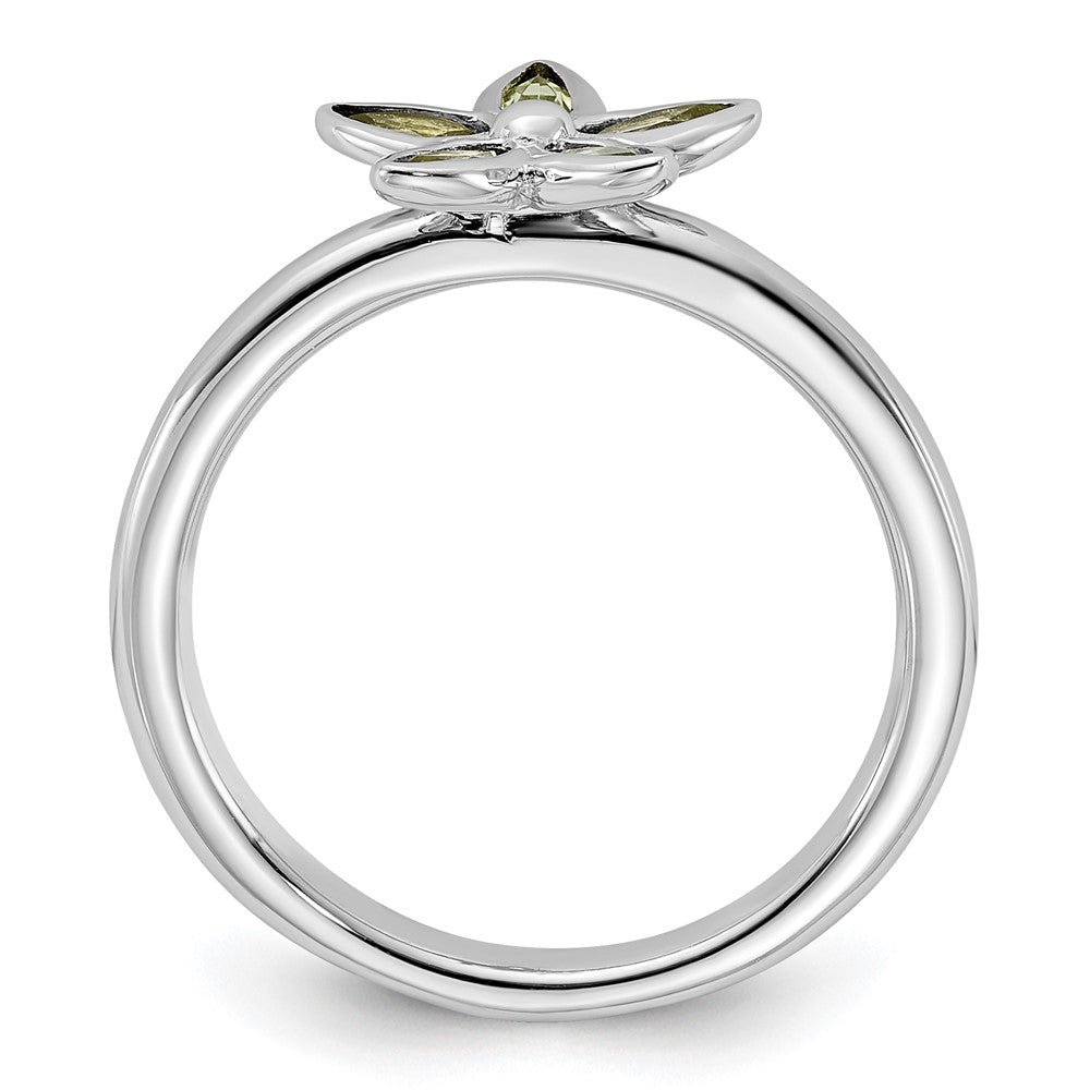 Sterling Silver Stackable Expressions Peridot Flower Ring Size -9