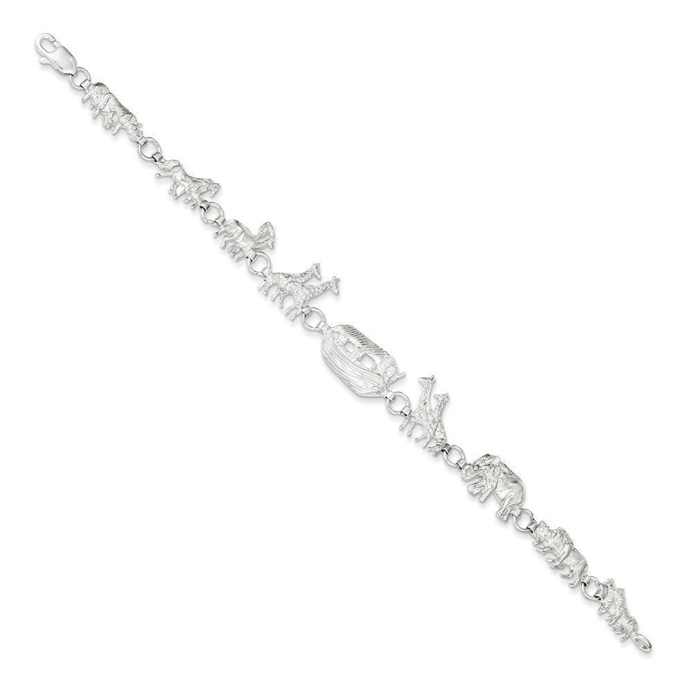 Sterling Silver Noah's Ark Bracelet 7 inches