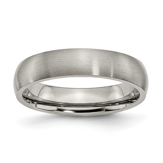 Titanium Brushed 5mm Half Round Band Size - 8