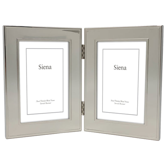 Siena Flat Dbl Border Plain Frame Silver 5x7 Dbl