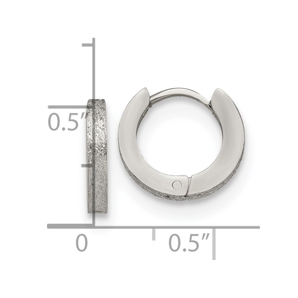 Stainless Steel Polished and Sandblasted 2mm Hinged Hoop Earrings