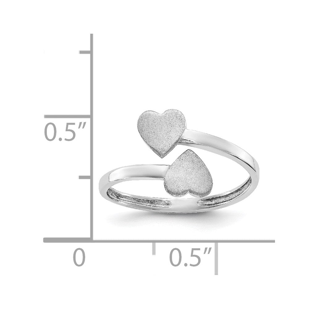 14k White Gold Double Heart Ring Size 4