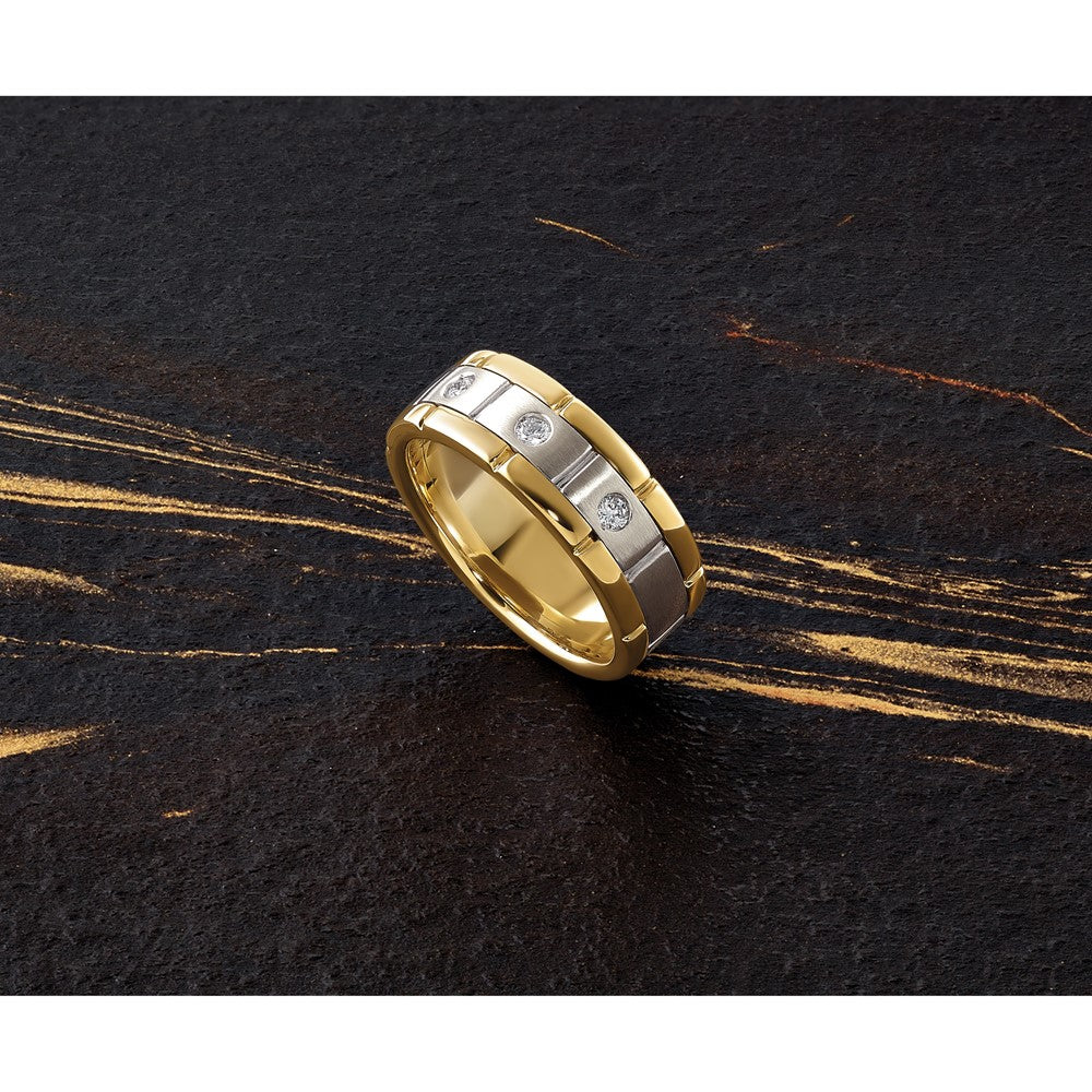 IBGoodman 14k Two-tone Three Stone Prong Set Men's Ring Mounting