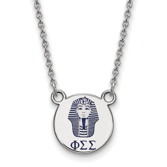 Sterling Silver LogoArt 18in Official Licensed Greek Sororities Phi Sigma Sigma (???) XS Enamel Pendant w/Necklace