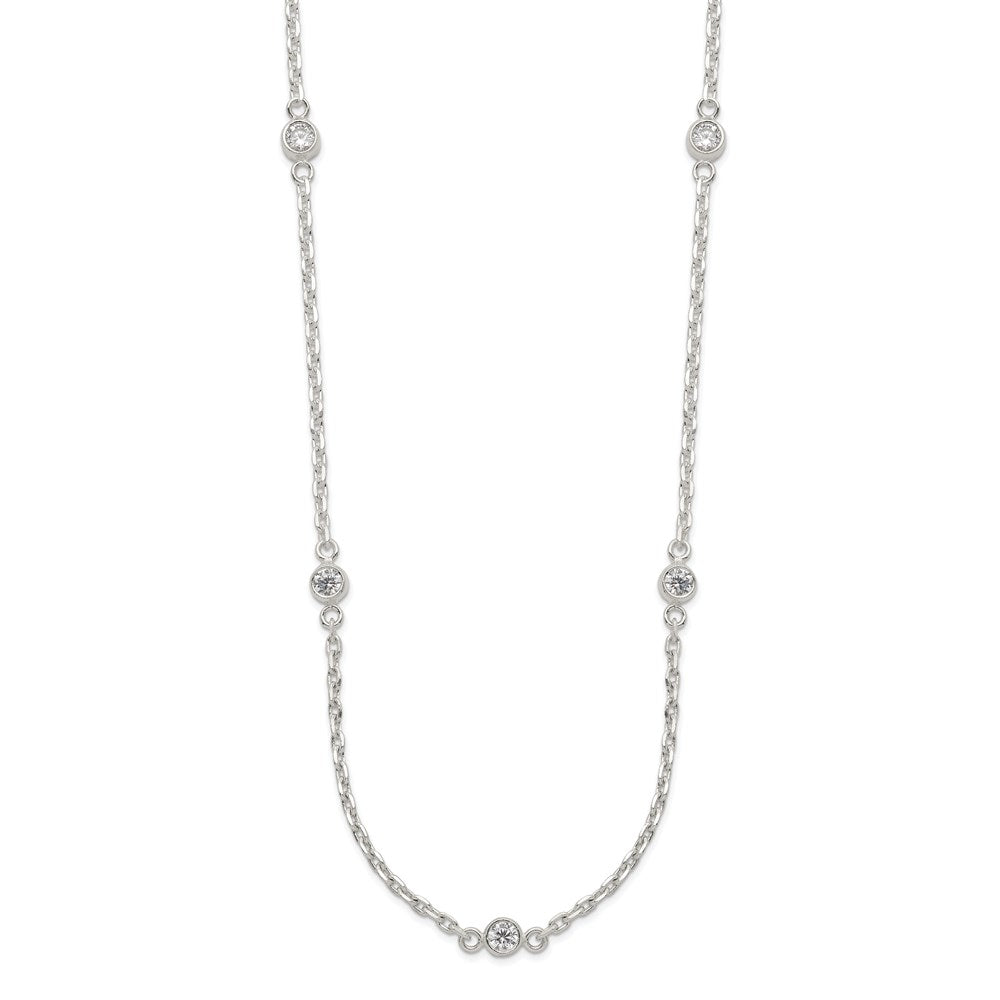 Sterling Silver Polished 5-Station CZ Necklace 18 Inches