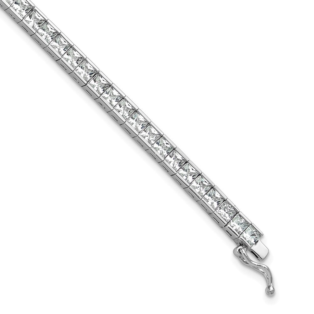 Sterling Shimmer Sterling Silver Rhodium-plated Square 3mm x 3mm CZ 61 Stone 8 inch Bracelet 8 inches