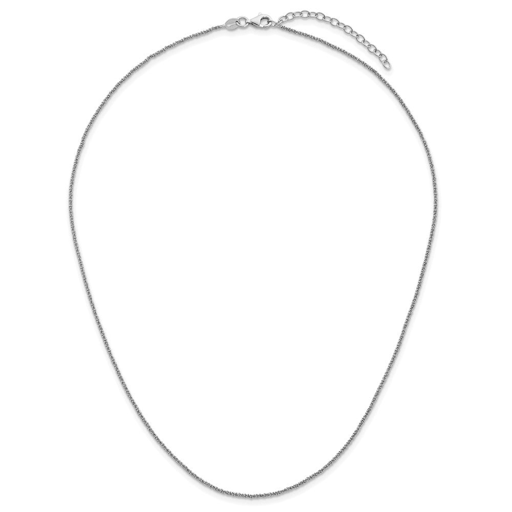 Sterling Silver Platinum-plated Fancy Glitter 18 inch with a 2 inch extention  Italian Rope Chain