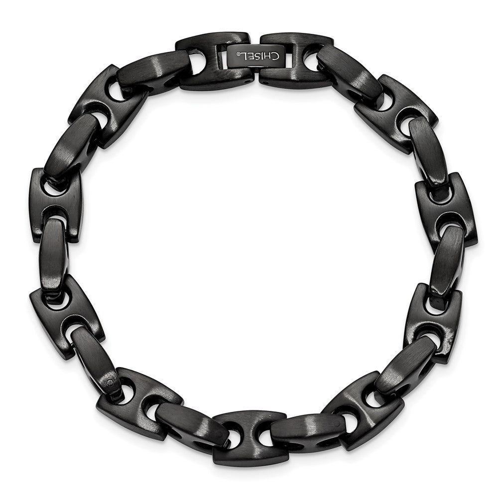 Stainless Steel Brushed Black IP-plated 9in Link Bracelet 9 inches