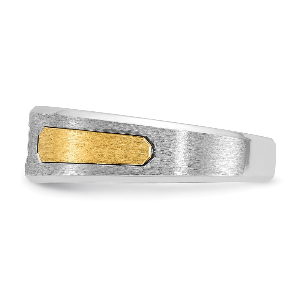 14k Two-tone IBGoodman Men's Polished and Satin 1/5 carat Diamond Complete Ring