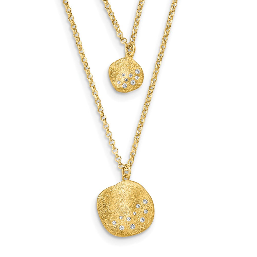 Radiant Essence SS Gold-pl CZ Brushed 2-strand w/ 1.75 ext. Necklace