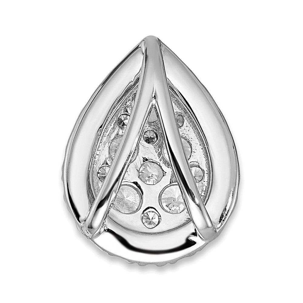 14k White Gold 5/8 carat Lab Grown Diamond VS/SI+ G+ Teardrop Halo Chain Slide Pendant