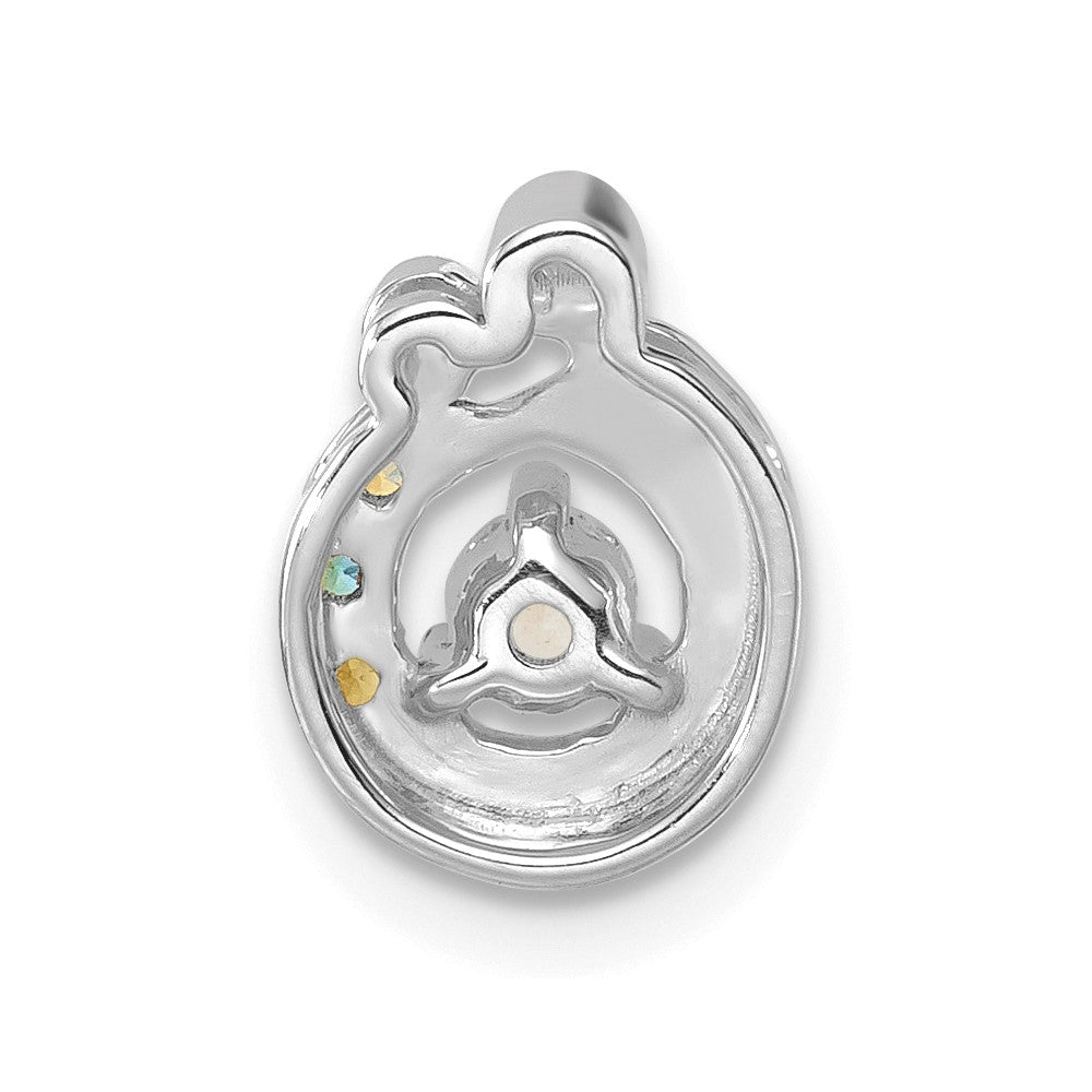 14k WG 3 Birthstone and Dia Mother/Child Chain Slide Semi-mount