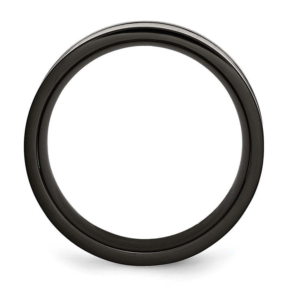 Titanium Polished Black IP-plated w/Carbon Fiber Inlay 9mm Band Size - 9