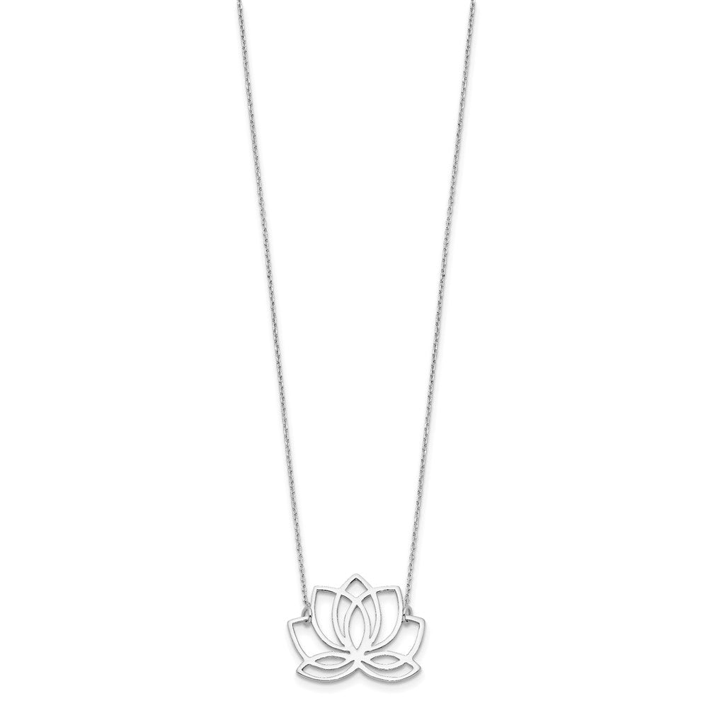 Sterling Silver Rhodium-plated Polished Lotus Flower 18 inch Necklace 18 Inches