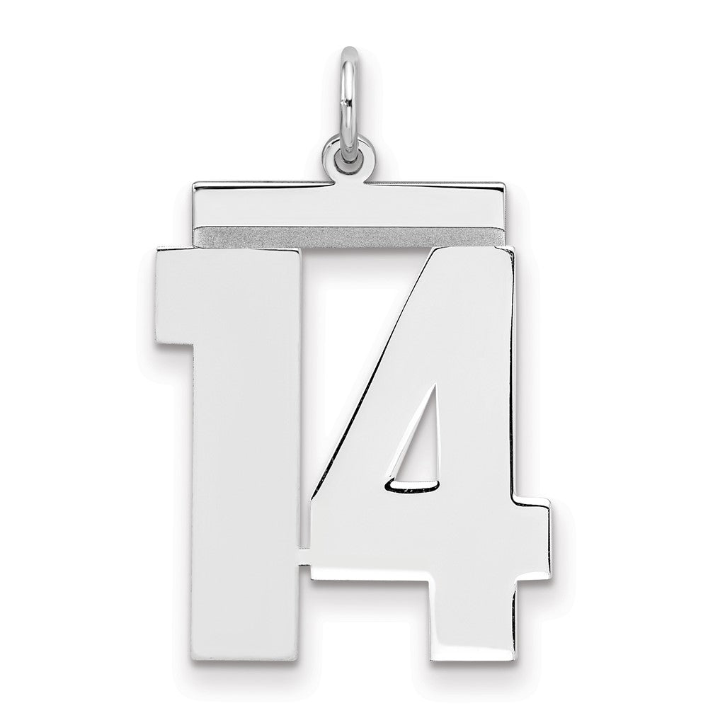 Sterling Silver/Rhodium-plated Polished Number 14 Charm