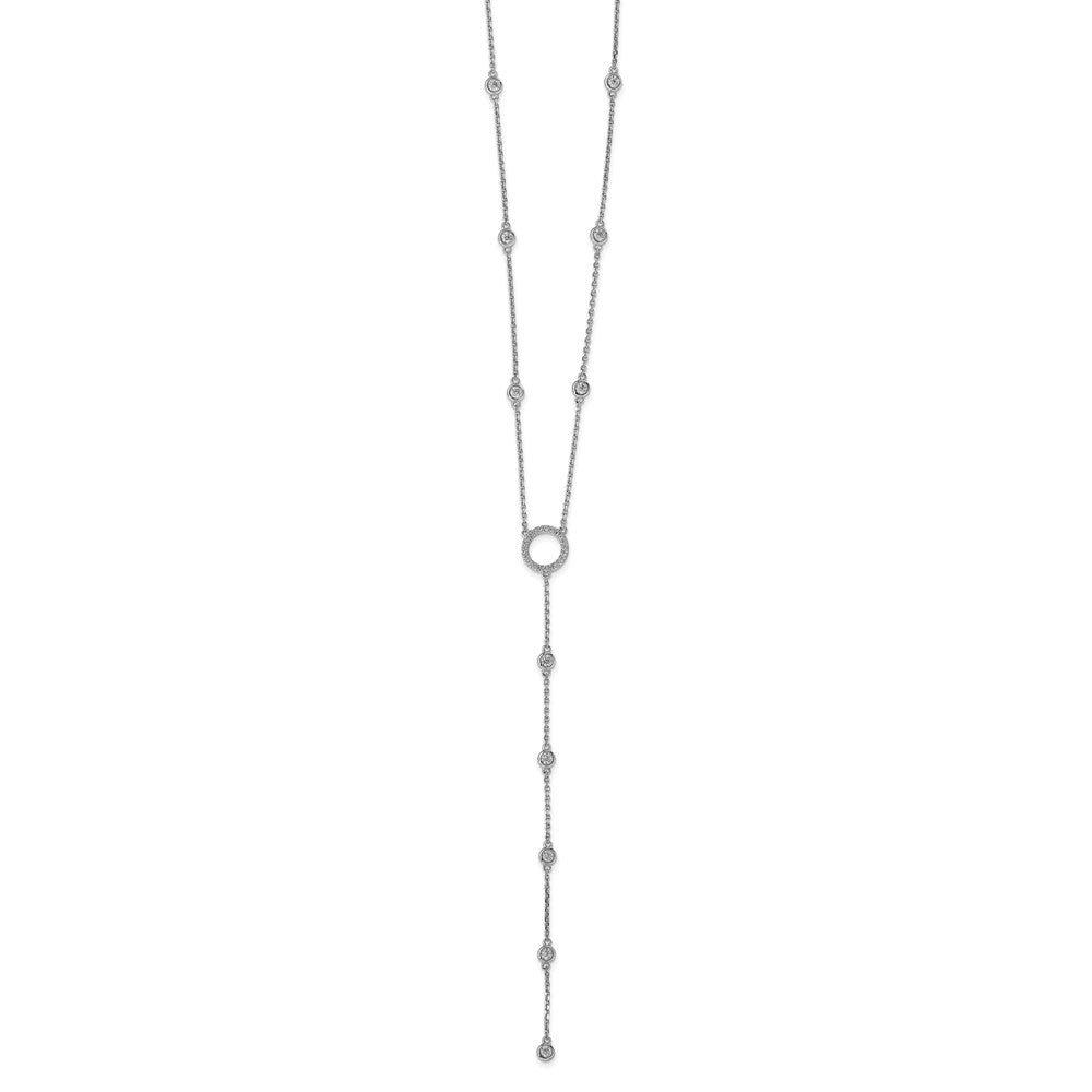 Sterling Shimmer Sterling Silver Rhodium-plated 16 inch 32 Stone CZ Y-Drop Necklace with 2 inch extender 16 Inches