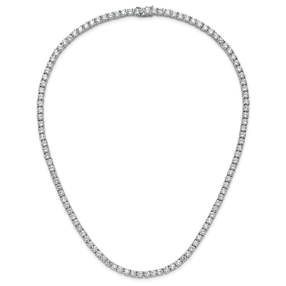 Cheryl M Sterling Silver Rhodium-plated Polished 4.00mm CZ with Safety Clasp Tennis Necklace