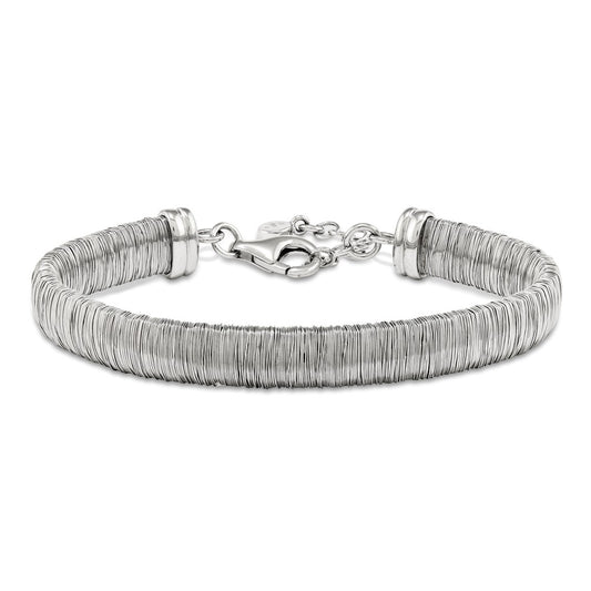 Sterling Silver wrapped wire bracelet 7.5 + 1 Extender- RHODIUM