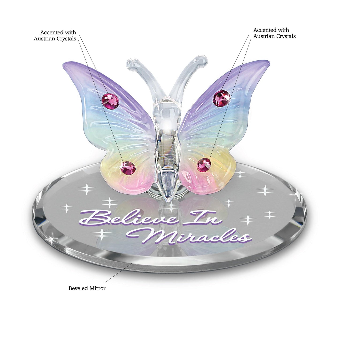 Glass Baron Crystal Butterfly "Believe in Miracles"