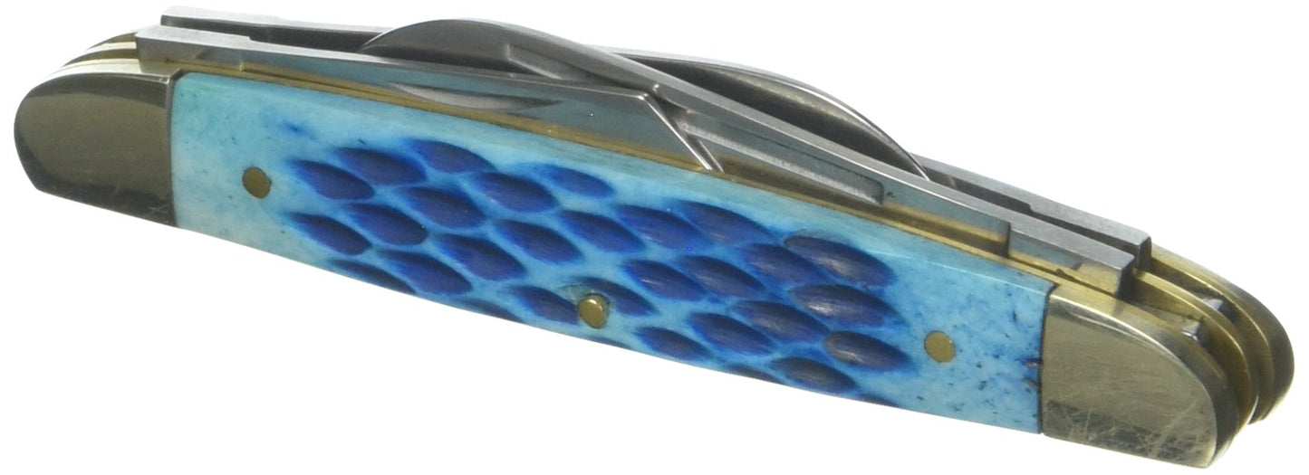 Steel Warrior Bent Creek Congress Blue Bone Handle Pocket Knife with 440 Steel Blades QGM6424