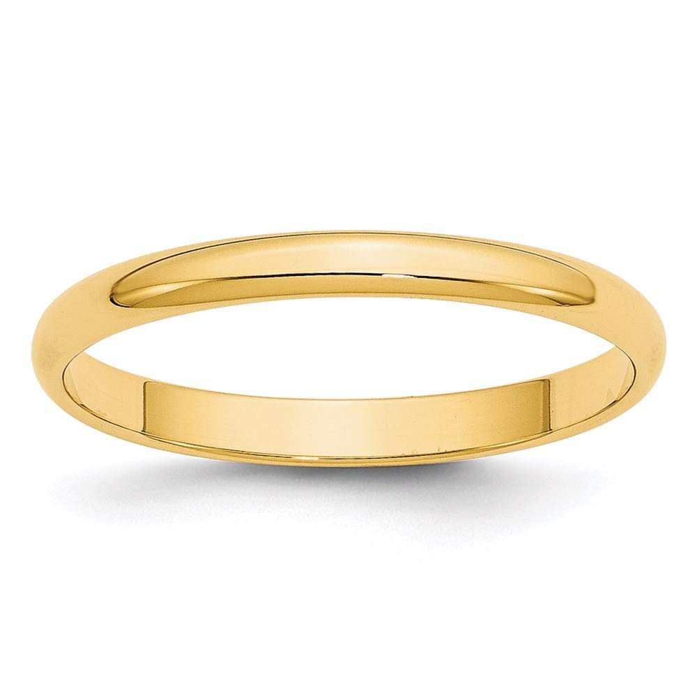 14k Yellow Gold 2.5mm Lightweight Half Round Wedding Band Size 4.5