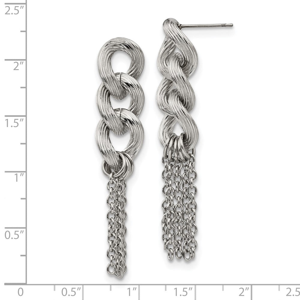 Stainless Steel Polished Chain Post Dangle Earrings