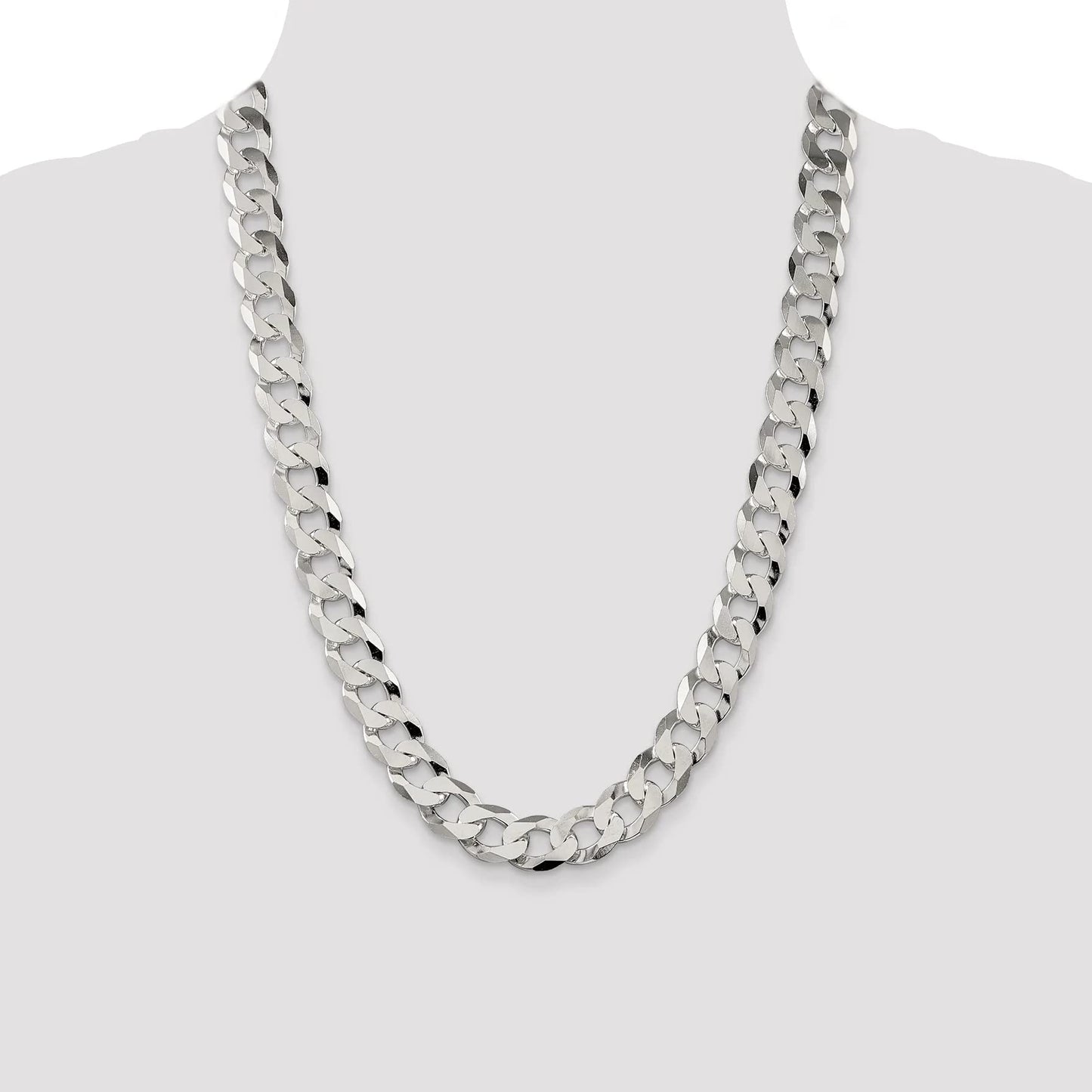 925 Sterling Silver Solid Polished 13mm Beveled Curb Chain Bracelet 8 Inch Lobster Claw Jewelry Gifts for Women