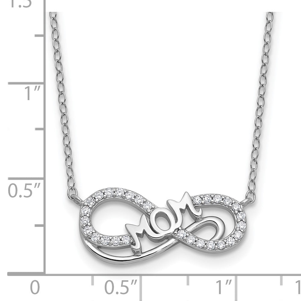 Cheryl M Sterling Silver Rhodium-plated Polished CZ Mom Infinity Necklace 18 Inches