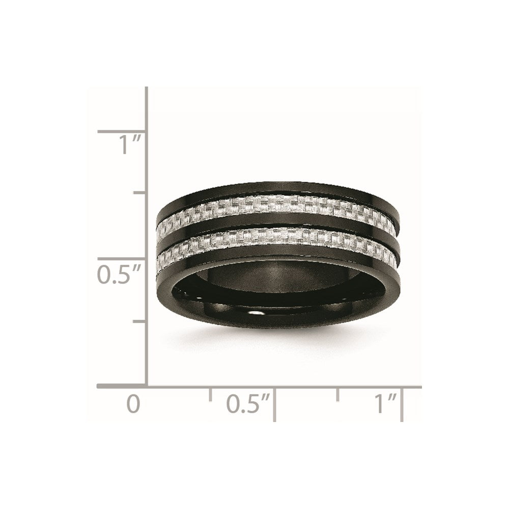 Titanium Polished Black IP-plated w/Grey Carbon Fiber Inlay 8mm Band Size - 8