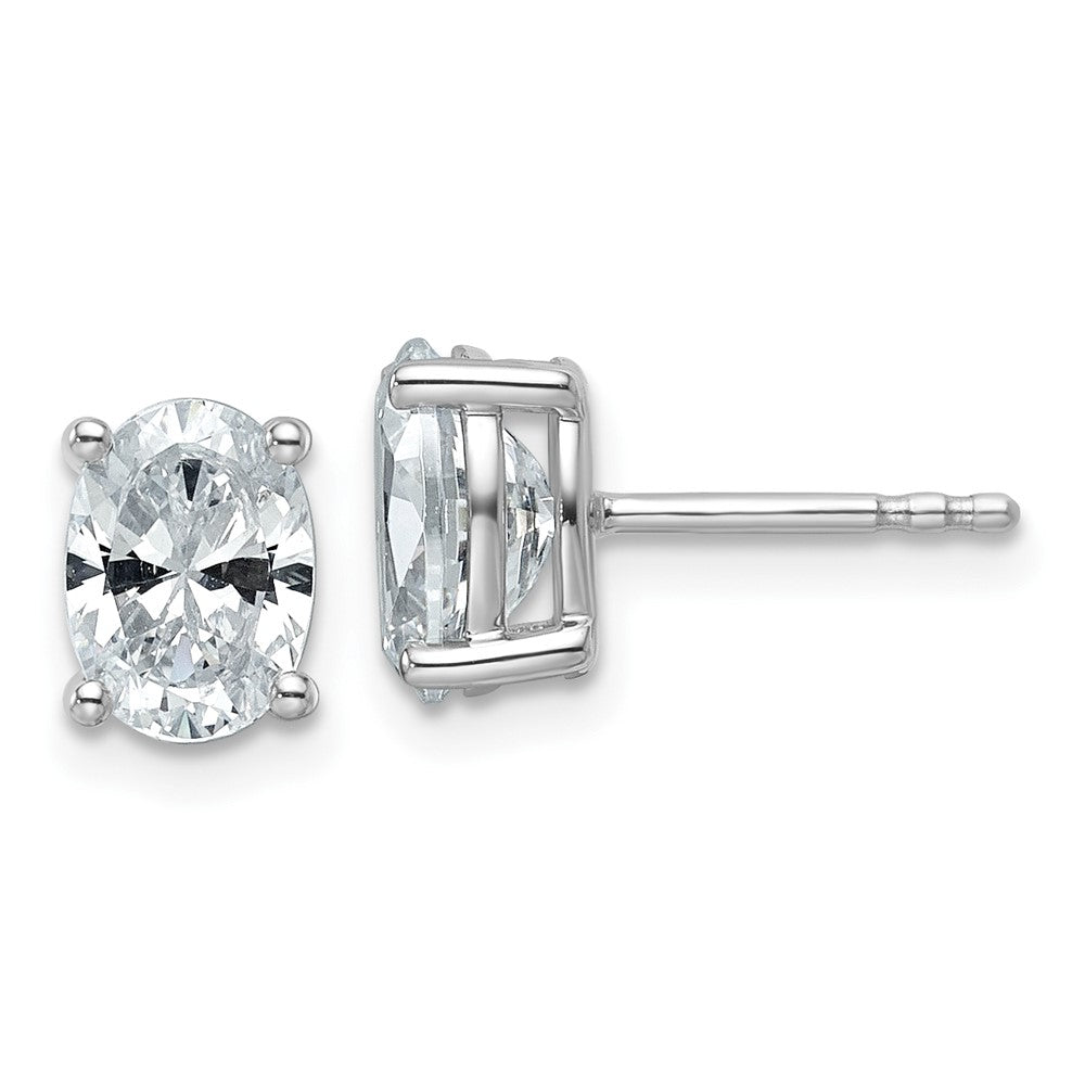 14k White Gold 2 ctw Certified Lab Grown Diamond VS+ F+ Oval 4 Prong Heavy Wt. Stud Earrings