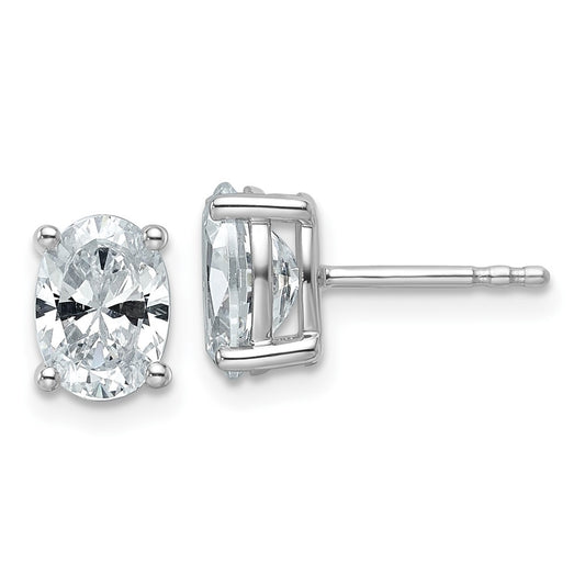 14k White Gold 2 ctw Certified Lab Grown Diamond VS+ F+ Oval 4 Prong Heavy Wt. Stud Earrings