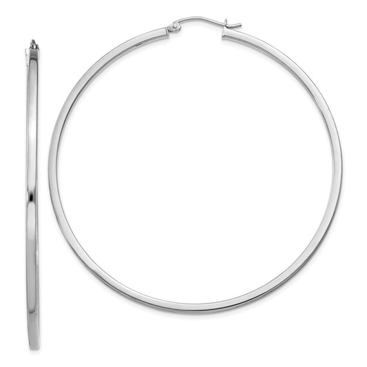 Sterling Shimmer Sterling Silver Rhodium-plated 68 Stone 2.25mm CZ In and Out Round Hinged Hoop Earrings