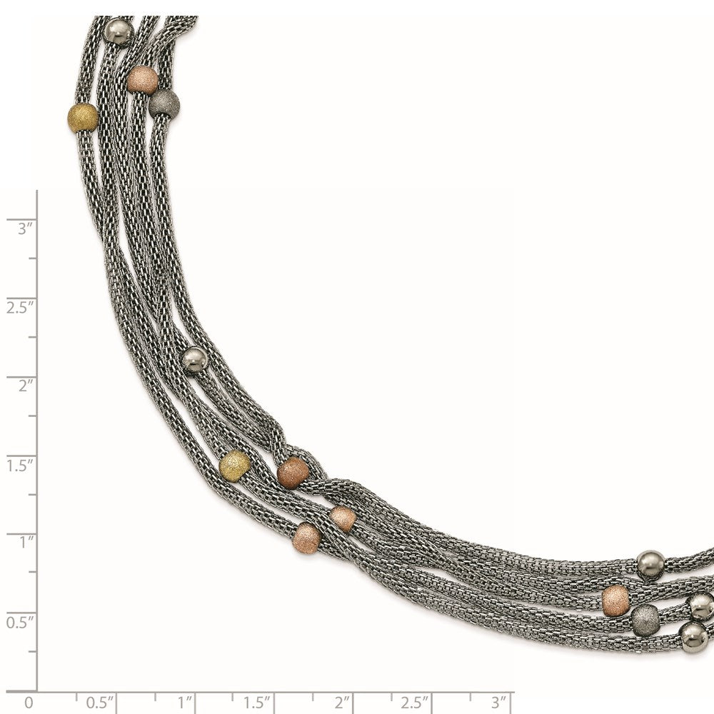 Stainless Steel Polished Rose and Yellow IP-plated Mesh 20.5in Necklace