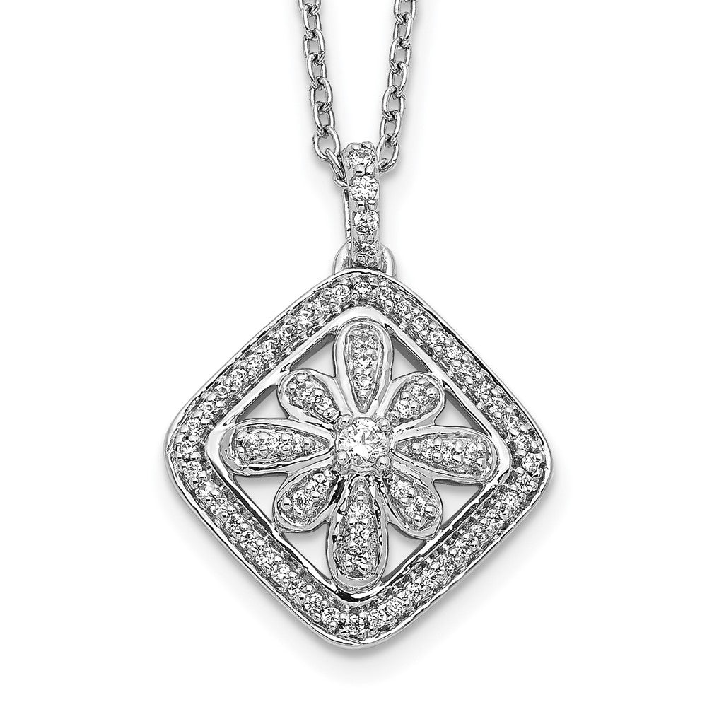 14k White Gold Diamond Vintage 18 inch Necklace