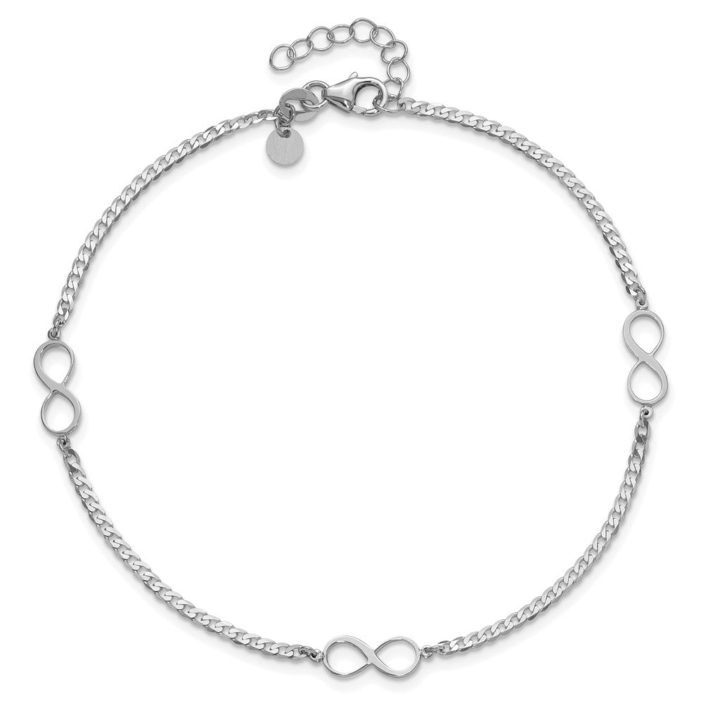 14k White Gold Polished Infinity 9in Plus 1in ext. Anklet