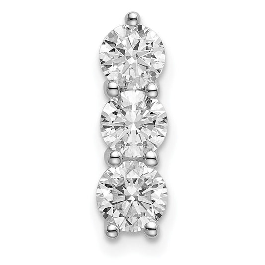 14k White Gold 1 carat Lab Grown Diamond VS/SI+ G+ Three Stone Chain Slide Pendant