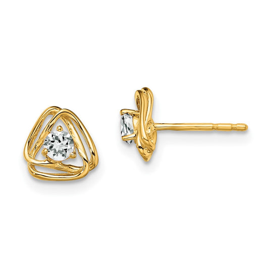 14k White Topaz Post Earrings