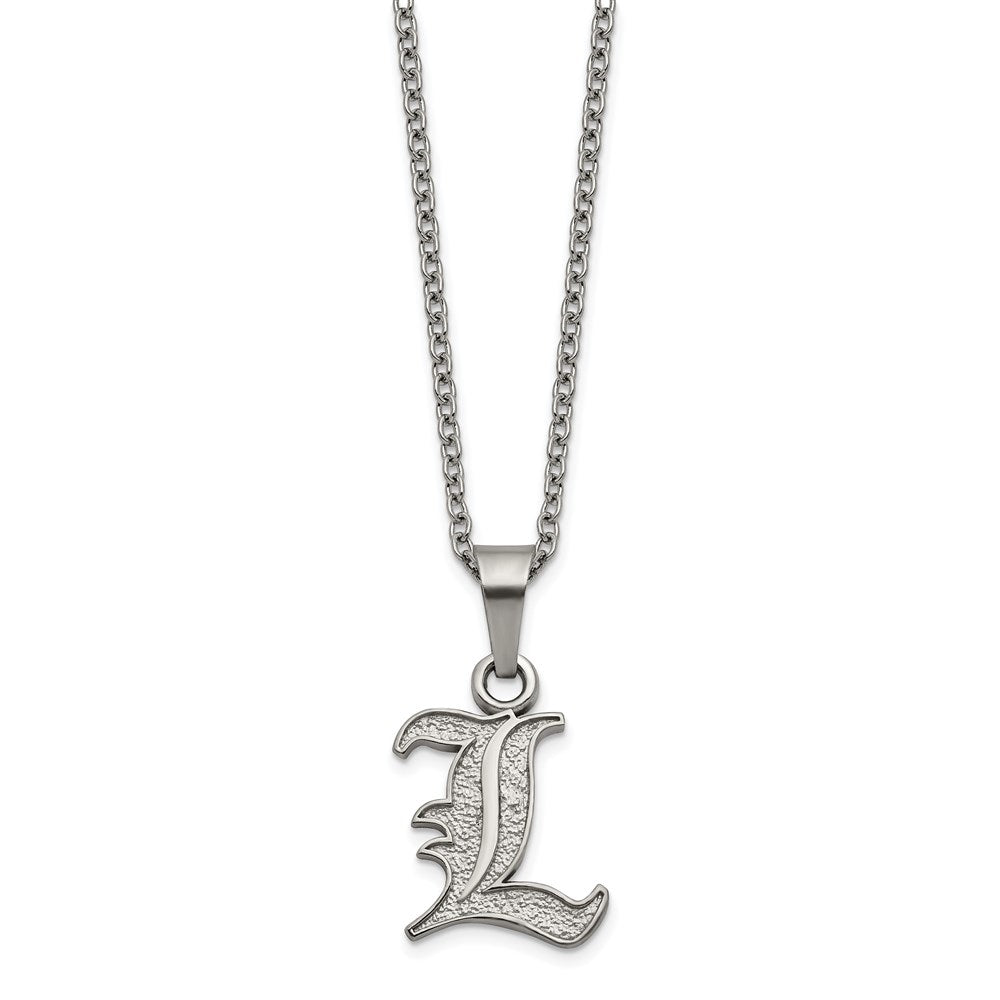 Stainless Steel LogoArt University of Louisville Letter L Pendant 18 inch Necklace with 2 inch Extender QST516UL