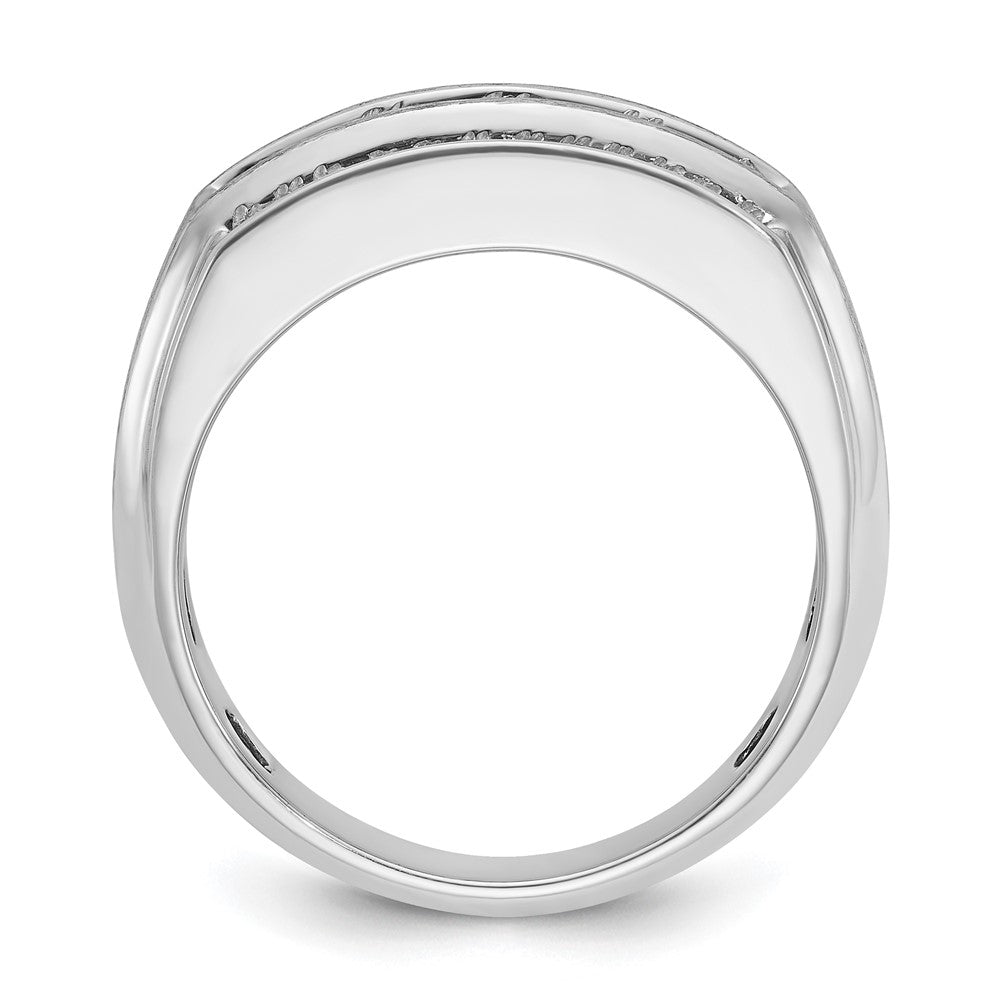 IBGoodman 14k White Gold 1 7/8 carat Lab Grown Diamond VS/SI+ G+ Complete Polished and Satin Three Row Men's Ring