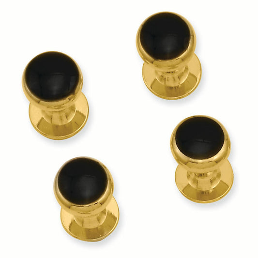 Gold-plated Four Piece Black Epoxy Tuxedo Studs KW583