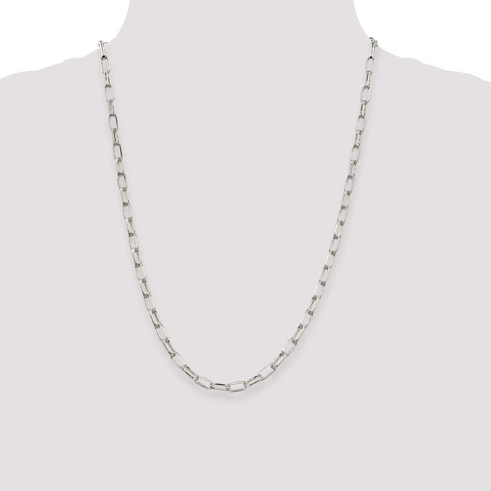 Sterling Silver 5mm Elongated Open Link Chain 24 Inches