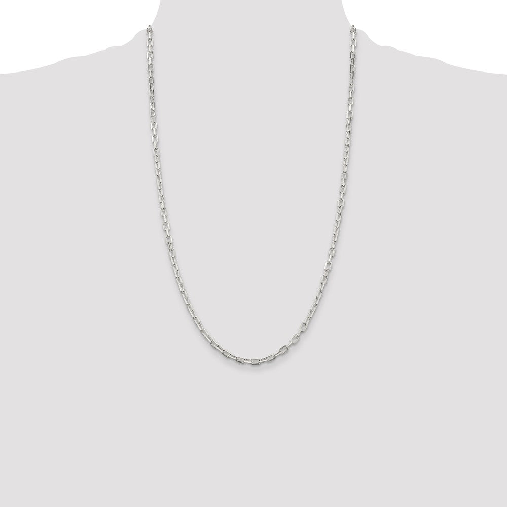 Sterling Silver 3.75mm Diamond-cut Long Link Cable Chain 26 Inches