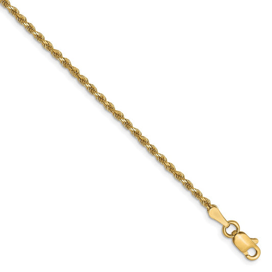 10K 1.75mm Diamond-Cut Rope Chain 7  inches