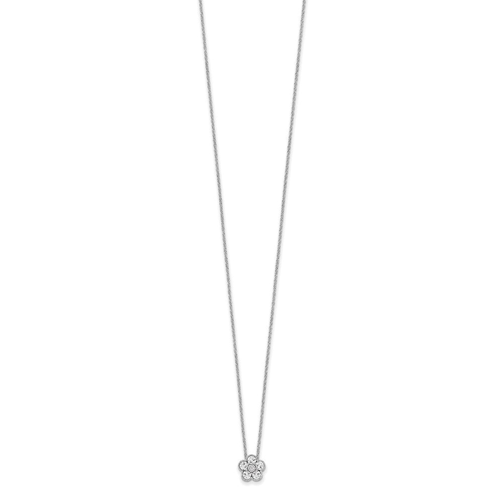 True Origin 14k White Gold 1/2 carat Lab Grown Diamond VS DEF 18 inch Floral Pendant Necklace