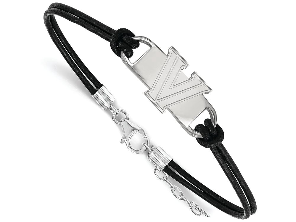 Sterling Silver Villanova University Small Center Leather Bracelet